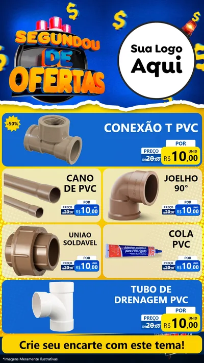 Modelo de TV para TV Vertical com o tema Segundou de Ofertas para Tubos e conexões