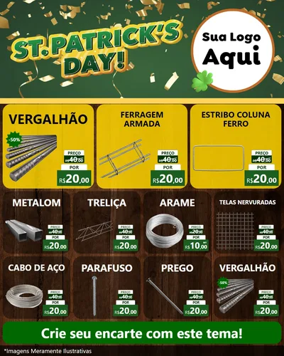 Modelo de Rede Social para Feed Instagram com o tema St Patriks Day para Ferragens