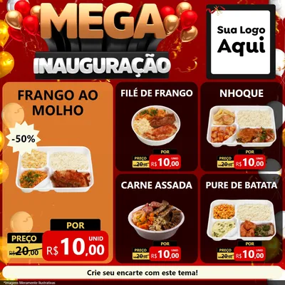 Modelo de Rede Social para Feed Facebook com o tema Mega Inauguração para Restaurante