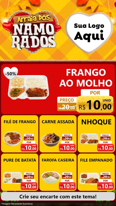 Modelo de Rede Social para Stories com o tema Arraiá dos Namorados para Restaurante