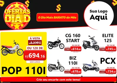 Modelo de Encarte para Encarte A4 Horizontal com o tema Dia D para Concessionaria de Motos