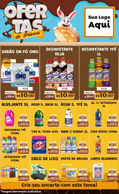 Modelo de Encarte para Encarte Grande com o tema Ofertas de Páscoa para Produtos de Limpeza