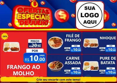 Modelo de Encarte para Encarte A4 Horizontal com o tema Ofertas Especiais de Julho para Restaurante