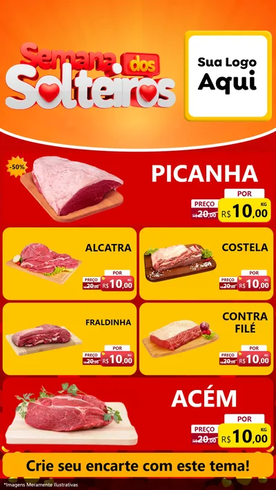 Modelo de TV para TV Vertical com o tema Semana dos Solteiros para Açougue