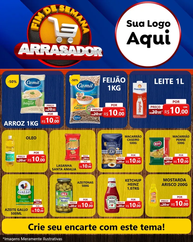 Modelo de Rede Social para Feed Instagram com o tema Fim De Semana Arrasador para Supermercado