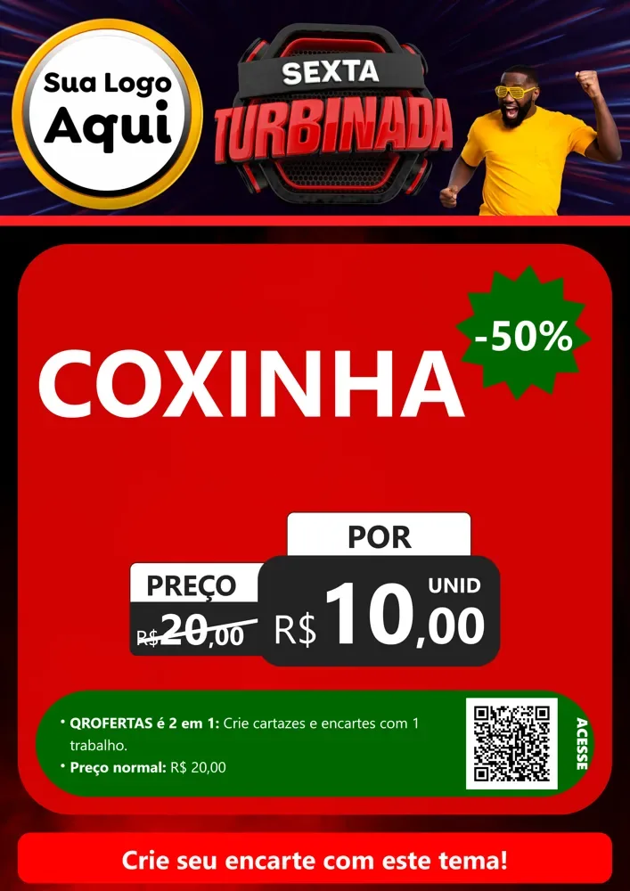 Modelo de Cartaz para Cartaz A4 Vertical com o tema Sexta Turbinada para Salgadaria