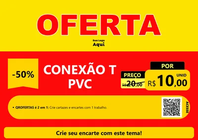Modelo de Cartaz para Cartaz A4 Horizontal com o tema OFERTA - Vermelho Cartaz para Tubos e conexões