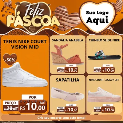 Modelo de Rede Social para Feed Facebook com o tema Feliz Páscoa para Calçados