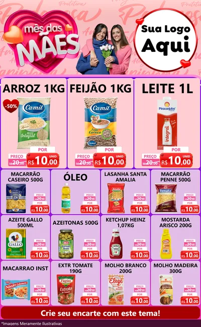 Modelo de Encarte para Encarte Grande com o tema Mês Das Mães para Supermercado