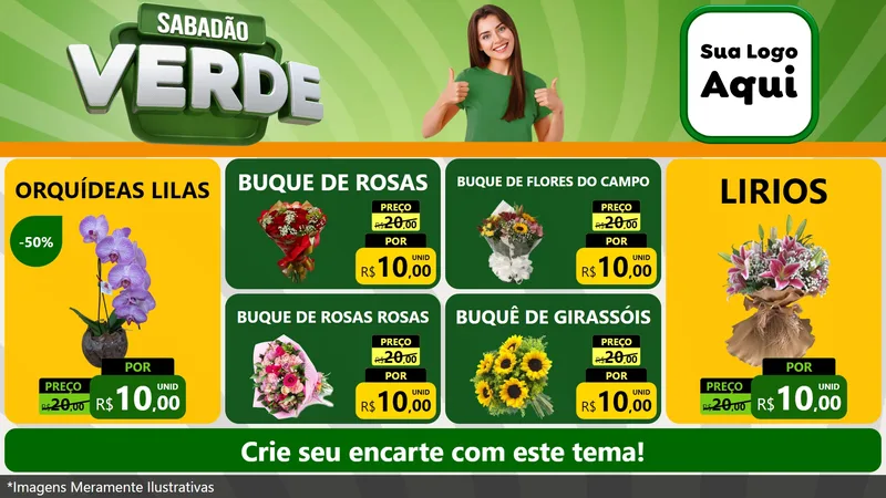 Modelo de TV para TV Horizontal com o tema Sabadão Verde para Floricultura e jardim