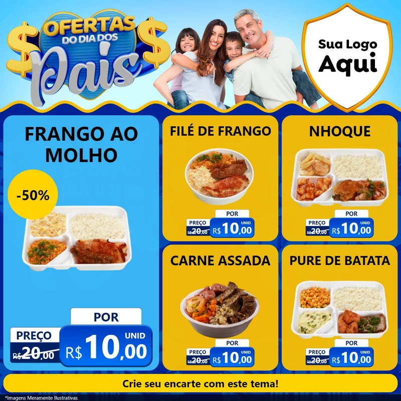 Modelo de Rede Social para Feed Facebook com o tema Ofertas do Dia dos Pais para Restaurante