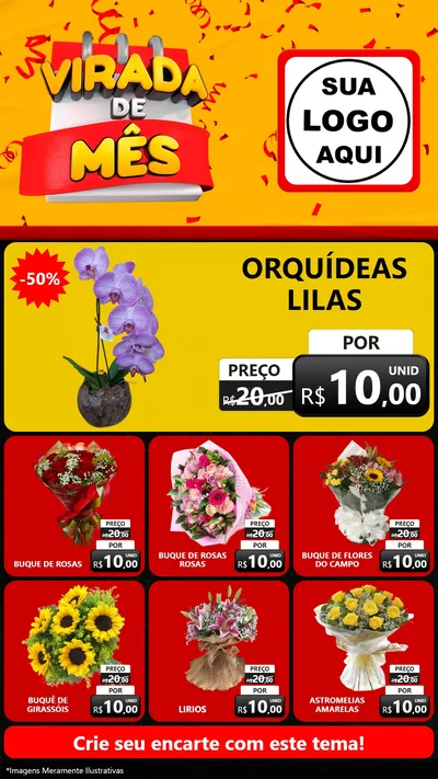 Modelo de Rede Social para Stories com o tema Virada de Mês para Floricultura e jardim