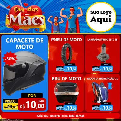 Modelo de Rede Social para Feed Facebook com o tema Dia das Mães para Moto peças