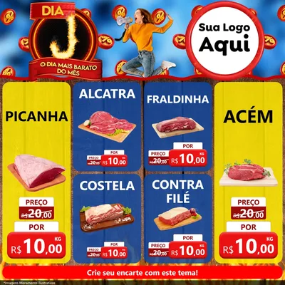 Modelo de Rede Social para Feed Facebook com o tema Dia J - O Dia Mais Barato Do Mês para Açougue