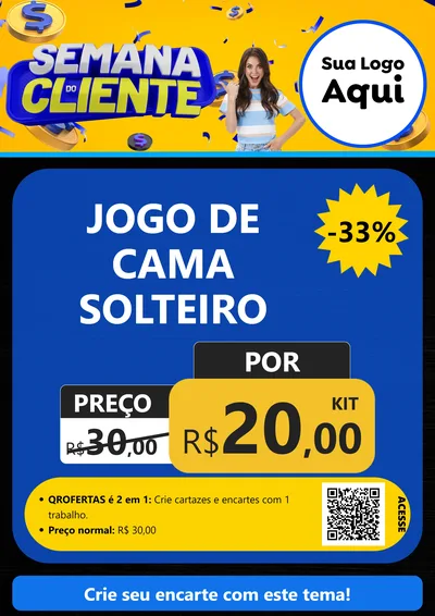 Modelo de Cartaz para Cartaz A4 Vertical com o tema Semana do Cliente para Cama, Mesa e Banho
