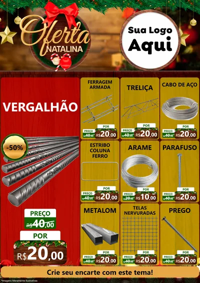 Modelo de Encarte para Encarte A4 Vertical com o tema Ofertas Natalina para Ferragens