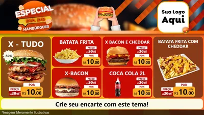 Modelo de TV para TV Horizontal com o tema Especial Dia do Hamburguer para Hamburgueria