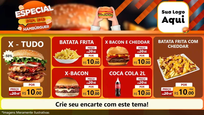 Modelo de TV para TV Horizontal com o tema Especial Dia do Hamburguer para Hamburgueria