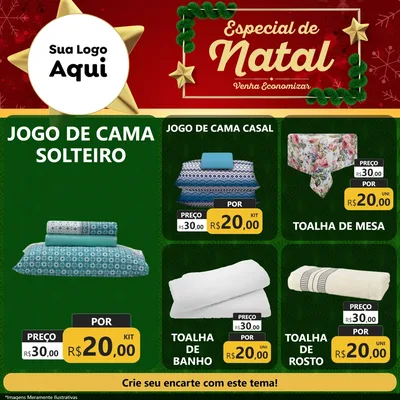 Modelo de Rede Social para Feed Facebook com o tema Especial de Natal para Cama, Mesa e Banho