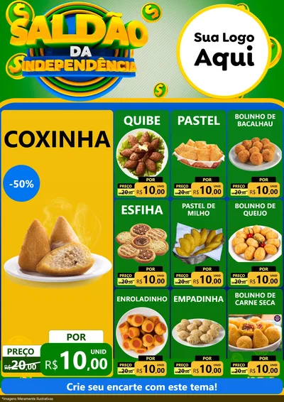 Modelo de Encarte para Encarte A4 Vertical com o tema Saldão da Indepêndencia para Salgadaria