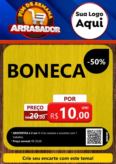 Modelo de Cartaz para Cartaz A4 Vertical com o tema Fim De Semana Arrasador para Brinquedos