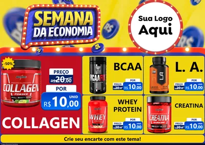 Modelo de Encarte para Encarte A4 Horizontal com o tema Semana da Economia para Suplementos alimentares