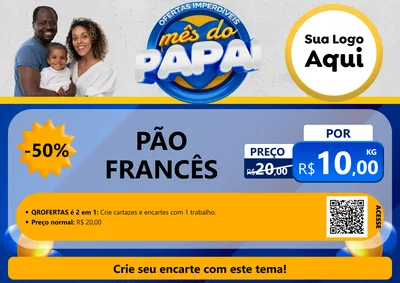 Modelo de Cartaz para Cartaz A4 Horizontal com o tema Ofertas Imperdíveis Mês Do Papai para Padaria
