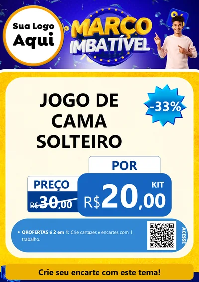 Modelo de Cartaz para Cartaz A4 Vertical com o tema Março Imbatível para Cama, Mesa e Banho