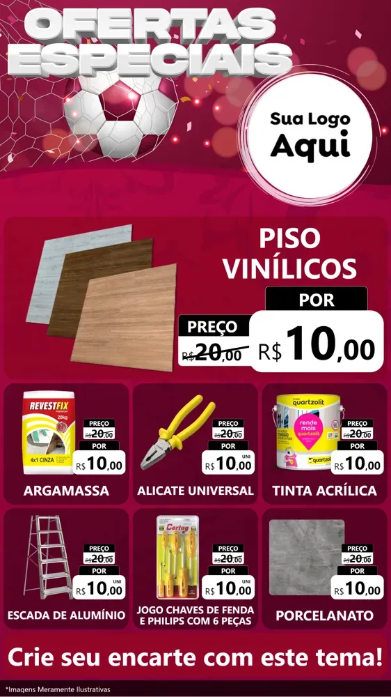 Modelo de Rede Social para Stories com o tema Ofertas Especiais - Futebol para Material para Construção