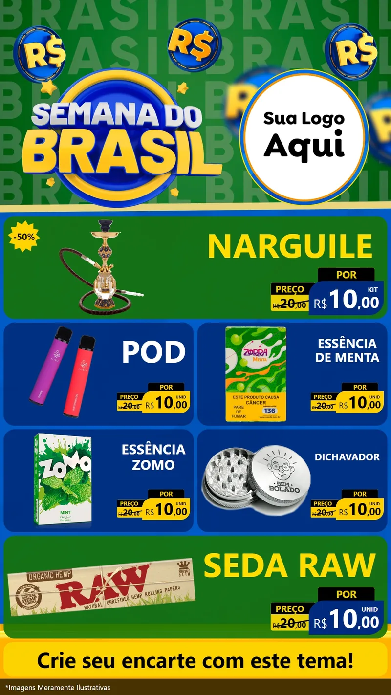 Modelo de TV para TV Vertical com o tema Semana Do Brasil para Tabacaria