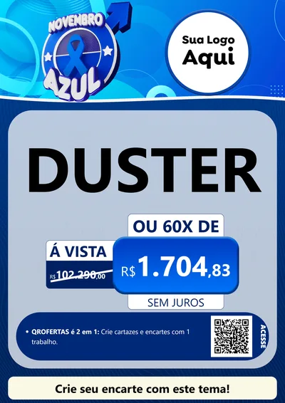 Modelo de Cartaz para Cartaz A4 Vertical com o tema Novembro Azul para Concessionaria de Carros