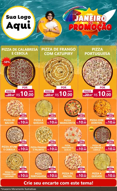 Modelo de Encarte para Encarte Grande com o tema Janeiro de Promoção para Pizzaria