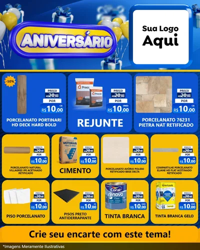 Modelo de Rede Social para Feed Instagram com o tema Aniversário para Pisos e revestimentos