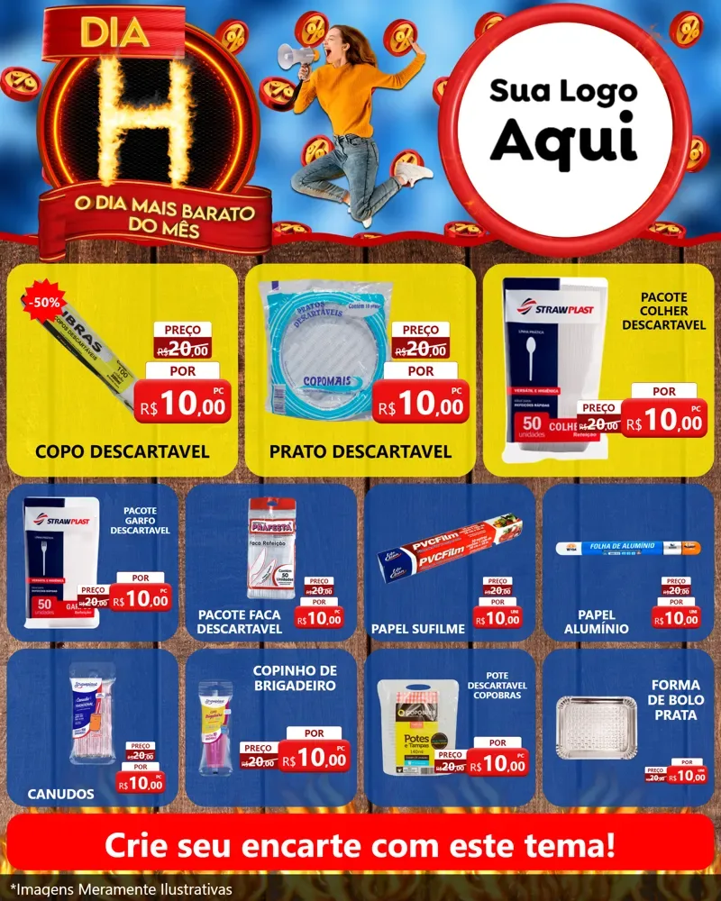 Modelo de Rede Social para Feed Instagram com o tema Dia H - O Dia Mais Barato Do Mês para Embalagens