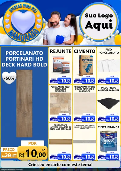Modelo de Encarte para Encarte A4 Vertical com o tema Ofertas Para Seu Namorado para Pisos e revestimentos