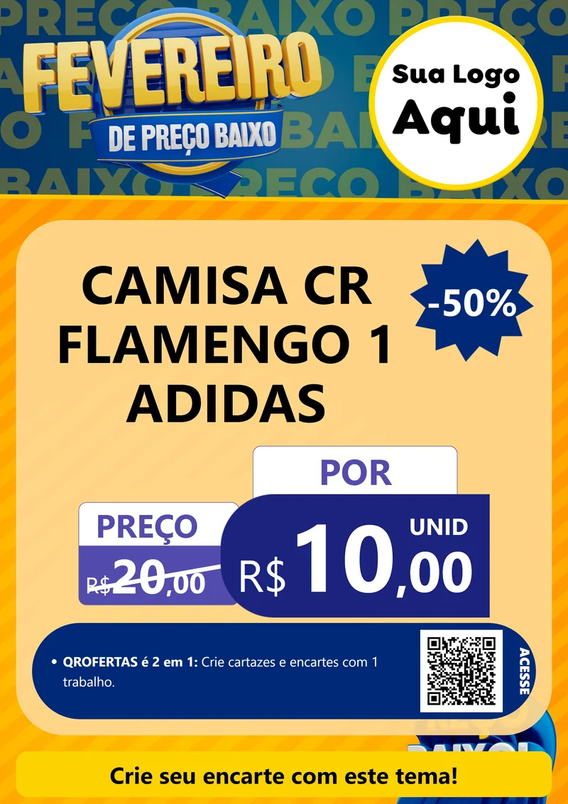 Modelo de Cartaz para Cartaz A4 Vertical com o tema Fevereiro de Preço Baixo para Roupas e acessórios