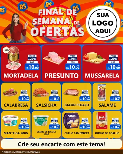 Modelo de Rede Social para Feed Instagram com o tema Final de Semana de Ofertas para Frios e Laticínios
