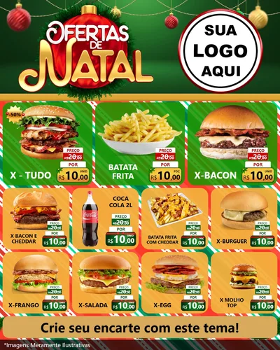 Modelo de Rede Social para Feed Instagram com o tema Ofertas de Natal para Hamburgueria