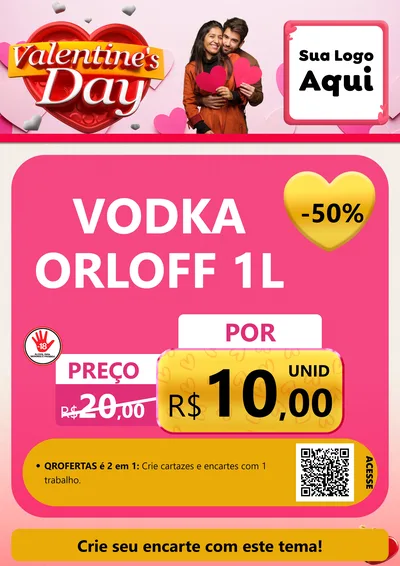Modelo de Cartaz para Cartaz A4 Vertical com o tema Valentine's Day para Distribuidora de bebidas