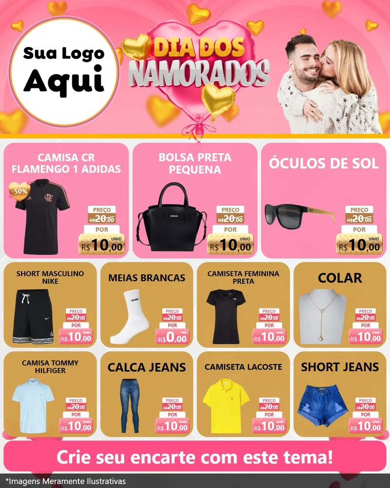 Modelo de Rede Social para Feed Instagram com o tema Dia dos Namorados para Roupas e acessórios