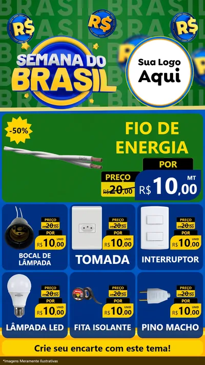 Modelo de Rede Social para Stories com o tema Semana Do Brasil para Materiais Elétricos
