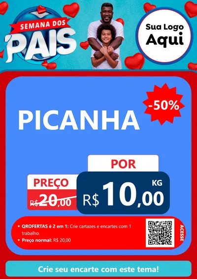 Modelo de Cartaz para Cartaz A4 Vertical com o tema Semana Dos Pais para Açougue