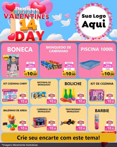 Modelo de Rede Social para Feed Instagram com o tema Valentine's Day para Brinquedos