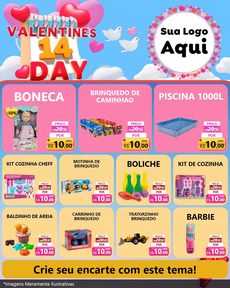 Modelo de Rede Social para Feed Instagram com o tema Valentine's Day para Brinquedos