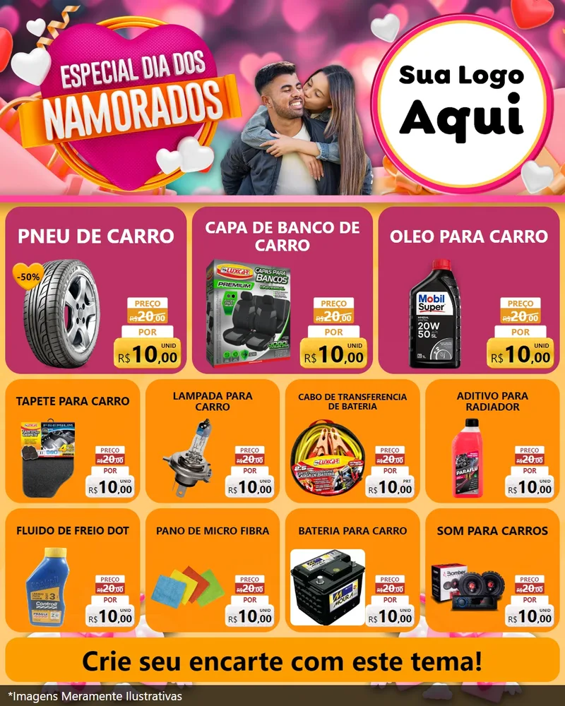Modelo de Rede Social para Feed Instagram com o tema Especial Dia dos Namorados para Auto peças