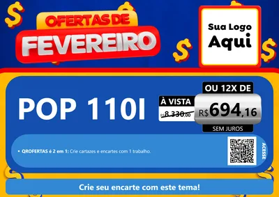 Modelo de Cartaz para Cartaz A4 Horizontal com o tema Ofertas de Fevereiro para Concessionaria de Motos