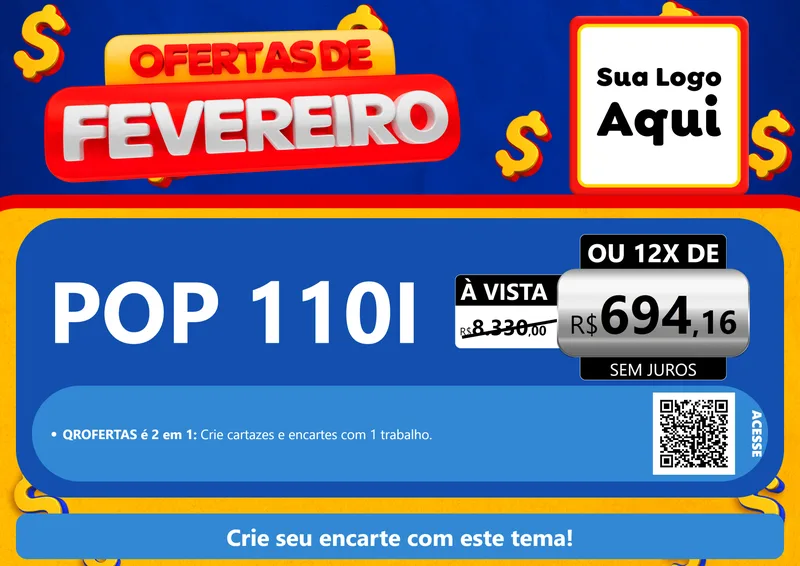 Modelo de Cartaz para Cartaz A4 Horizontal com o tema Ofertas de Fevereiro para Concessionaria de Motos