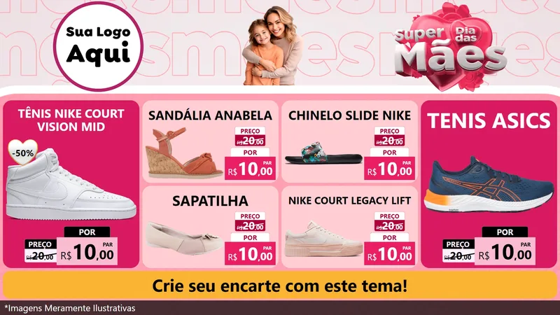 Modelo de TV para TV Horizontal com o tema Super Dia Das Mães para Calçados