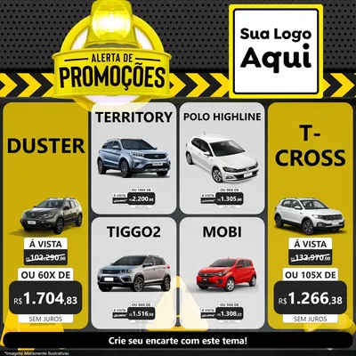 Modelo de Rede Social para Feed Facebook com o tema Alerta de Promoções para Concessionaria de Carros