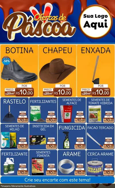 Modelo de Encarte para Encarte Grande com o tema Ofertas de Páscoa para Agropecuária